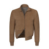 Suede Leather Bomber Jacket in Mustard Brown
