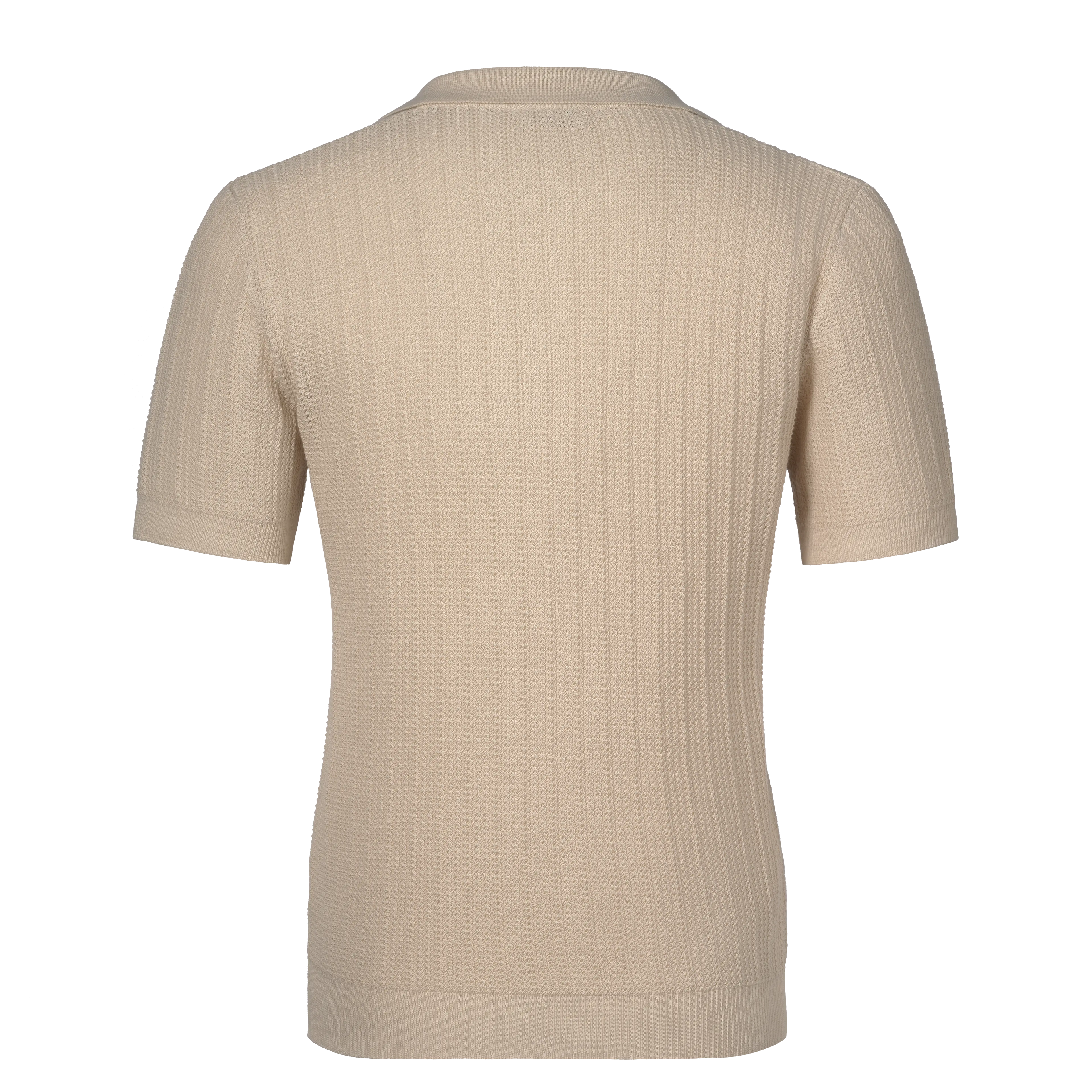 Cotton Links-Stitch Polo Shirt in Cream – SARTALE Cotton Links-Stitch Polo Shirt in Cream – SARTALE