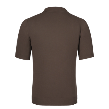 Ribbed Cotton Polo Shirt in Dark Taupe