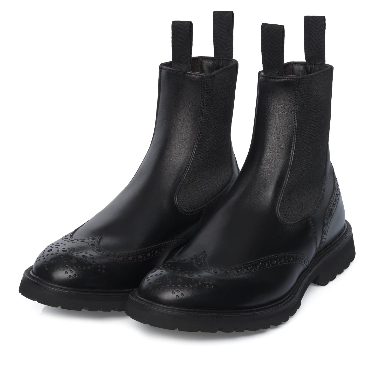 "Henry" Leather Slip-On Chelsea Boots in Black
