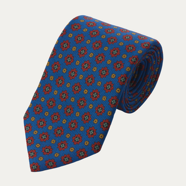 Woven Silk Printed Tie with Flower Design