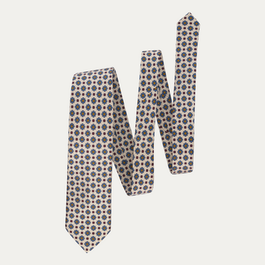 Woven Silk Printed Tie in Beige