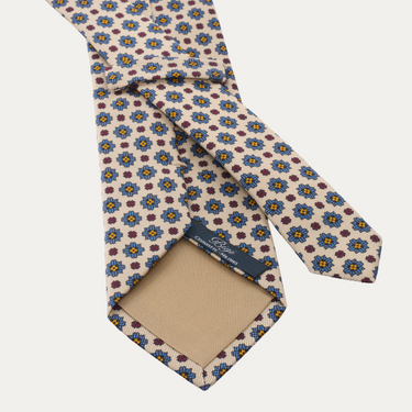 Woven Silk Printed Tie in Beige