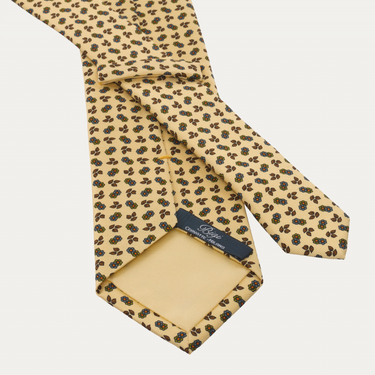 Plain Hand Printed Silk Tie in Yellow