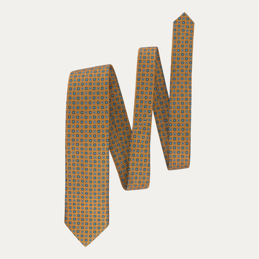 Corbata de seda estampada amarilla con diseño