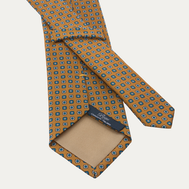 Corbata de seda estampada amarilla con diseño