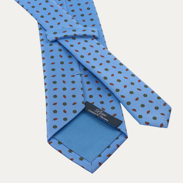 Printed Blue Tie with Leaf Design