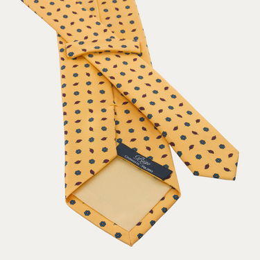 Printed Yellow Tie with Leaf Design