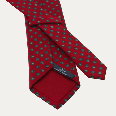 Silk Printed Red Tie with Design