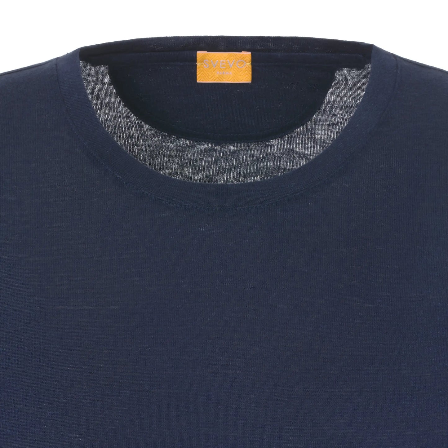 Linen Crew-Neck T-Shirt in Blue Melange