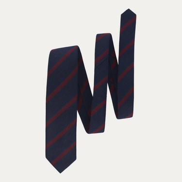 Regimental Herringbone Wool Tie in Red and Blue