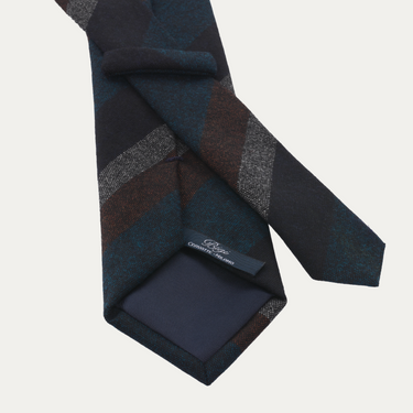 Regimental Wool Tie in Dark Blue, Red and White