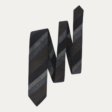 Regimental Wool Tie in Brown, Blue and White