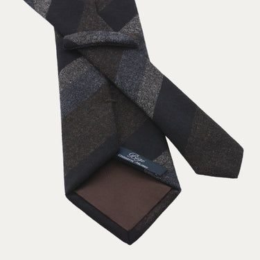 Regimental Wool Tie in Brown, Blue and White