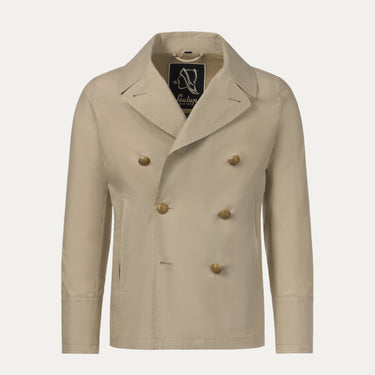 Sealup Amalfi Peacoat in Beige, style 41146BIS 96233 119, featuring a double-breasted front and wide lapels. Premium outerwear for SS25 by SARTALE.