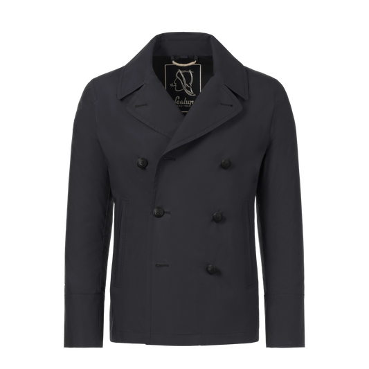 Sealup Amalfi Peacoat in Dark Blue, front view showing double-breasted design and wide lapels. Premium outerwear from SARTALE SS25 collection.