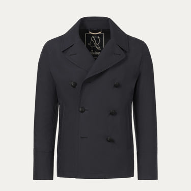 Sealup Amalfi Peacoat in Dark Blue, front view showing double-breasted design and wide lapels. Premium outerwear from SARTALE SS25 collection.