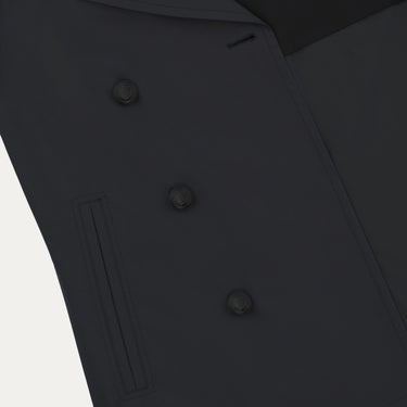 Close-up of Sealup Amalfi Peacoat buttons and pocket detailing in Dark Blue. High-quality craftsmanship in SS25 outerwear collection.