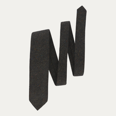 Woven Wool Lined Tie in Green Melange