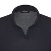 V-Neck Silk Polo Shirt in Midnight Blue