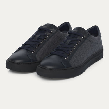 Cashmere and Leather Sneakers in Dark Grey Melange