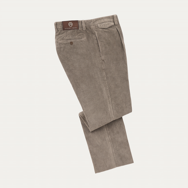Slim-Fit Stretch-Cotton Velvet Trousers in Taupe