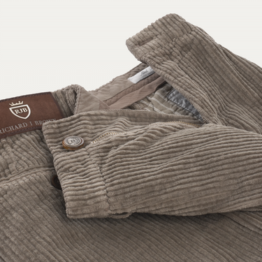 Richard J. Brown Slim-Fit Stretch-Cotton Velvet Trousers in Taupe - SARTALE