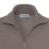 Wool Zip-Up Sweater in Light Brown