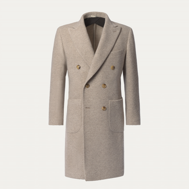 Piacenza Cashmere Double-Breasted Virgin Wool and Cashmere-Blend Coat in Ivory - SARTALE