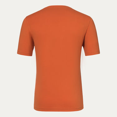 Camiseta de algodón con cuello redondo en color naranja brillante