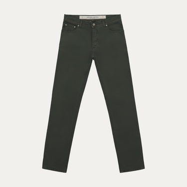 Slim-Fit Stretch-Cotton 5 Pocket Trousers in Seaweed Green