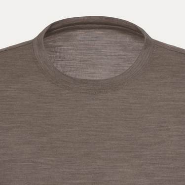 Wool Long Sleeve T-Shirt in Light Brown