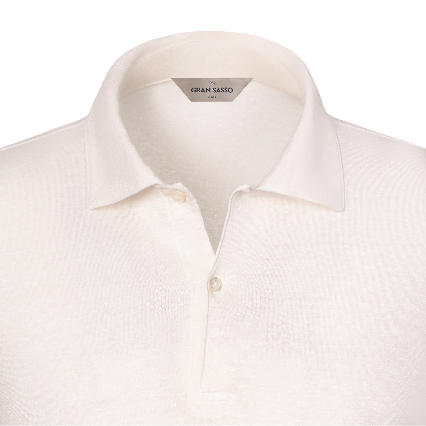 Two-Button Linen-Blend Polo Shirt in Milky White