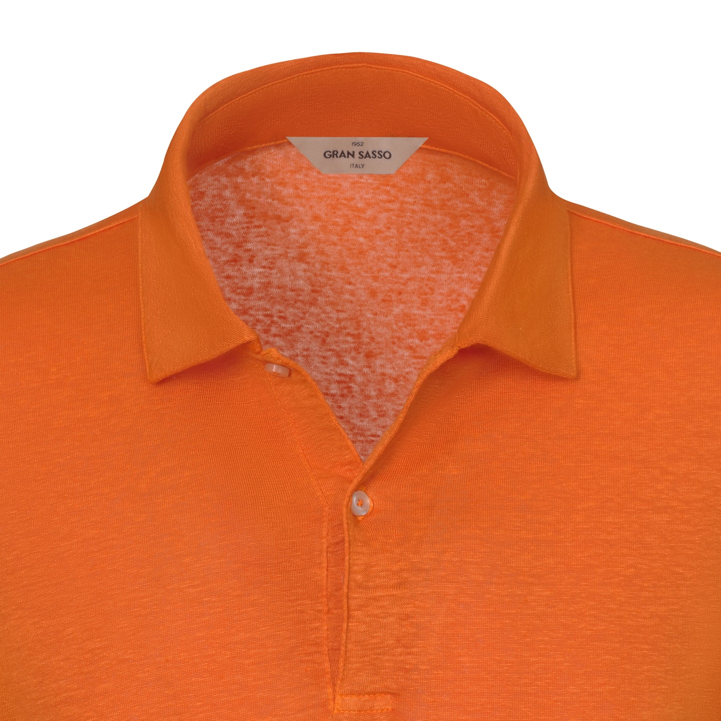 Two-Button Silk Polo Shirt in Bright Orange