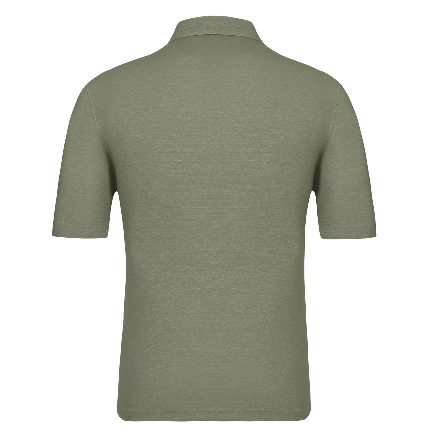 Zwei-Knopf-Poloshirt aus Leinenmischung in Grün Melange