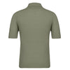 Two-Button Silk Polo Shirt in Green Melange
