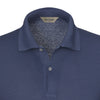 Two-Button Silk Polo Shirt in Blue Melange