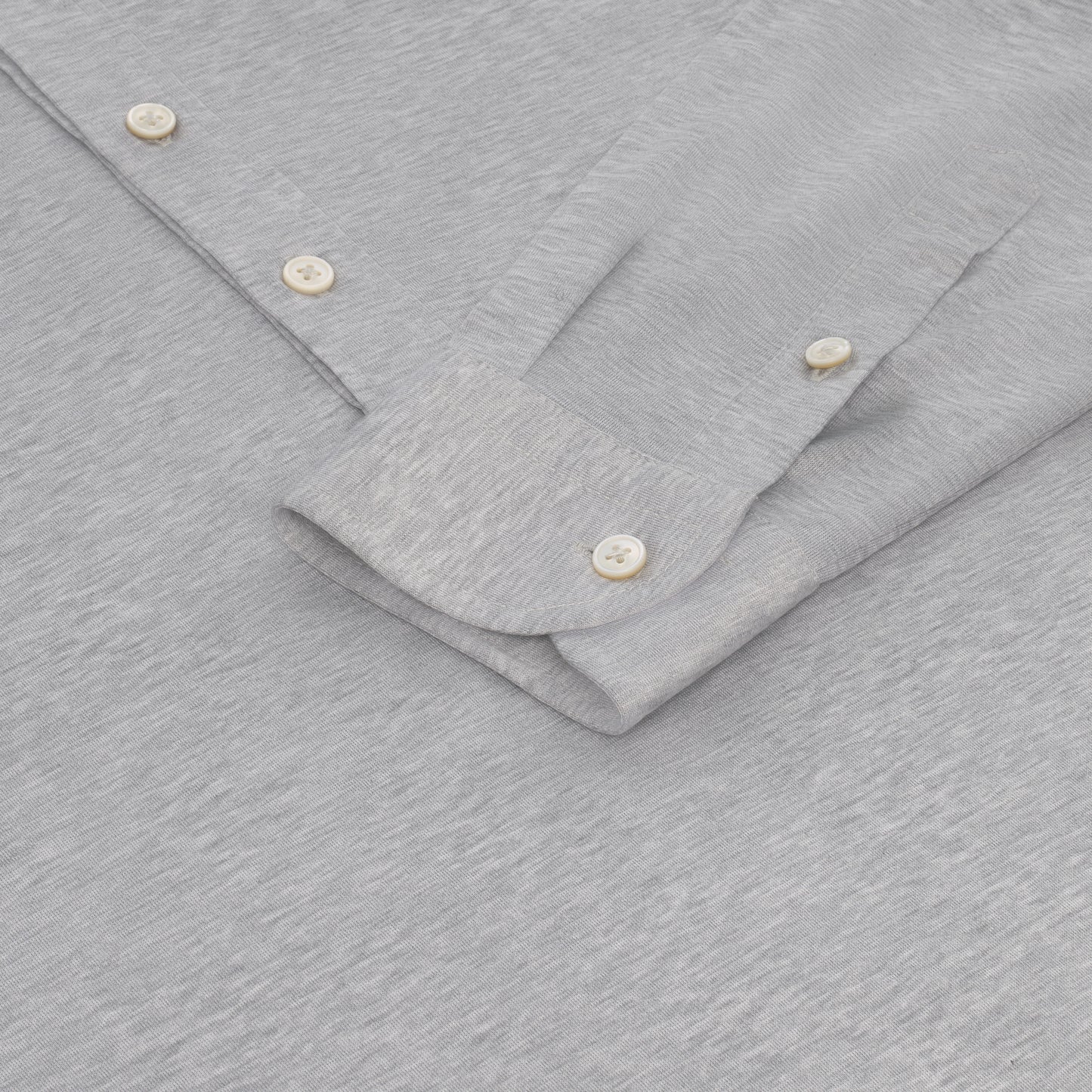 Cotton Polo Shirt in Grey Melange with Long Placket