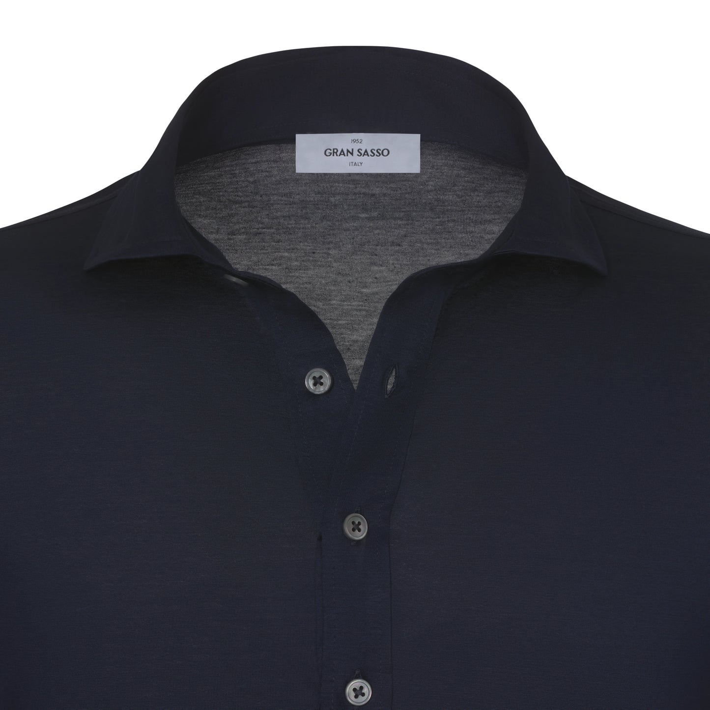 Baumwoll-Poloshirt in Marineblau mit langer Knopfleiste