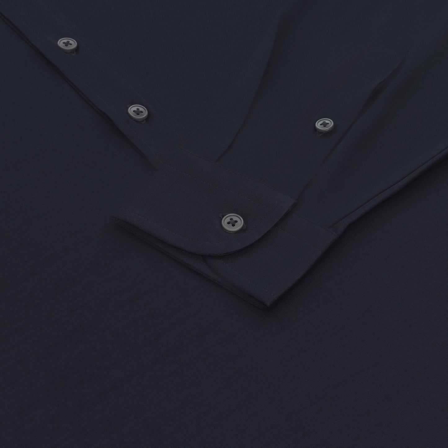 Cotton Polo Shirt in Navy Blue with Long Placket