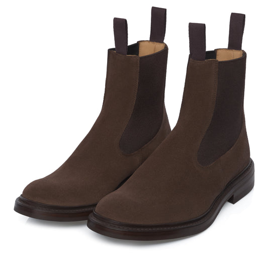 "Stephen" Suede Slip-On Chelsea Boots in Coffee