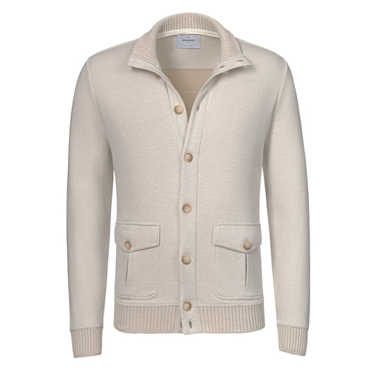 Cotton Jacket in Cream with Button Closure
