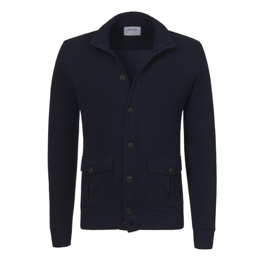 Cotton Jacket in Midnight Blue with Button Closure