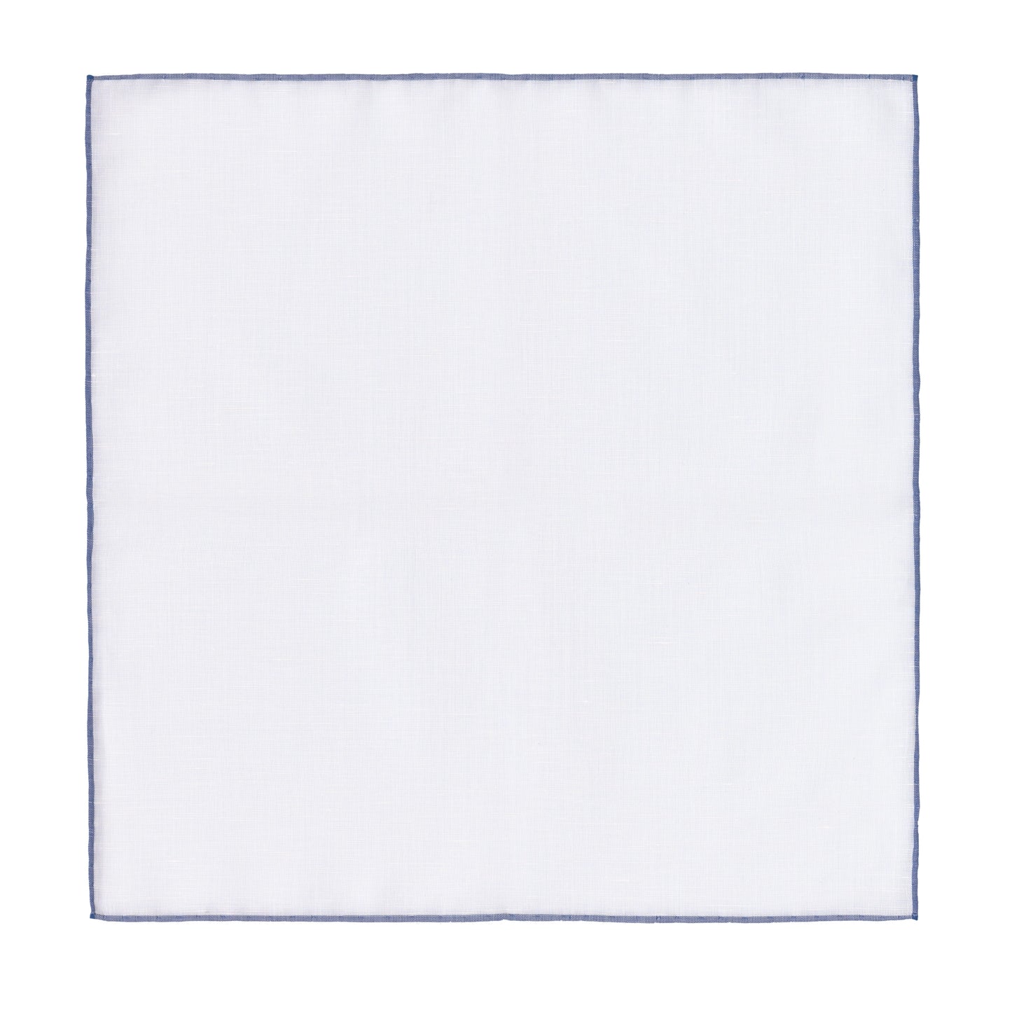 Cotton Blend Pocket Square in White with Blue Edges