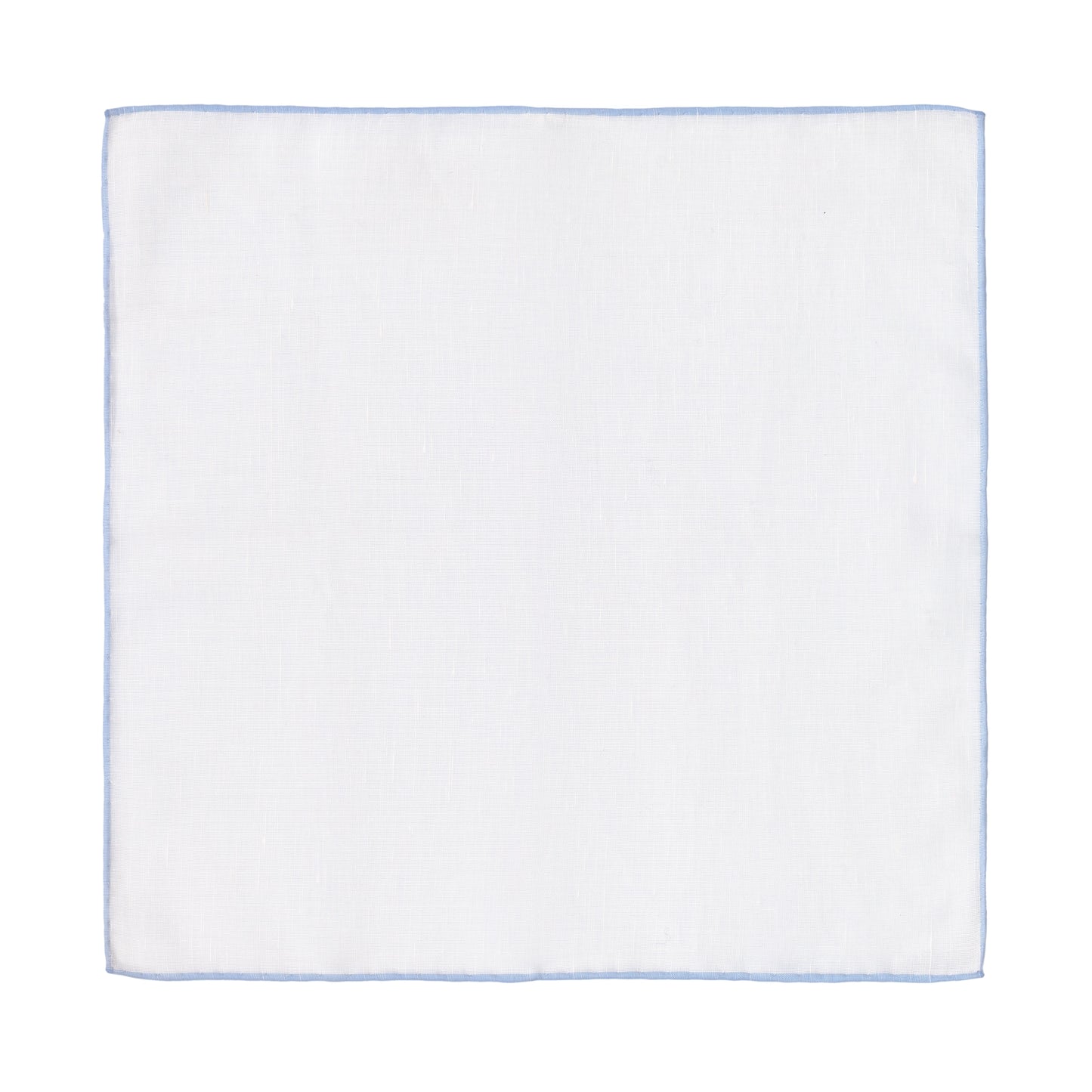 Cotton Blend Pocket Square in White with Blue Edges