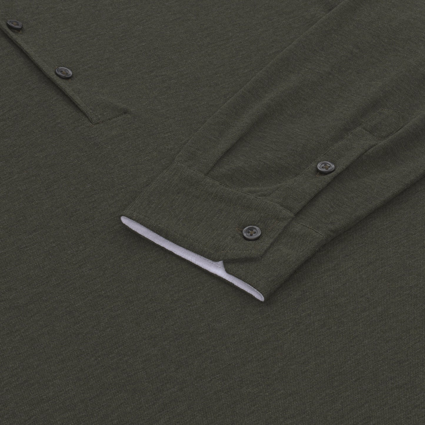 Baumwoll-Poloshirt in Grün-Melange mit langen Ärmeln