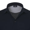 Cotton Polo Shirt in Midnight Blue with Long Sleeves