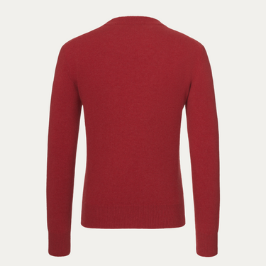 Jersey de cachemira con cuello redondo en rojo hibisco