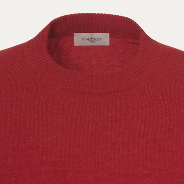 Jersey de cachemira con cuello redondo en rojo hibisco