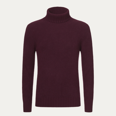 Jersey de cuello alto de cachemira de color purpura uva